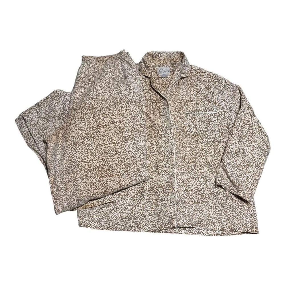 Vintage 90s Basic‎ Editions Cheetah Print Pajama Set Women's Large